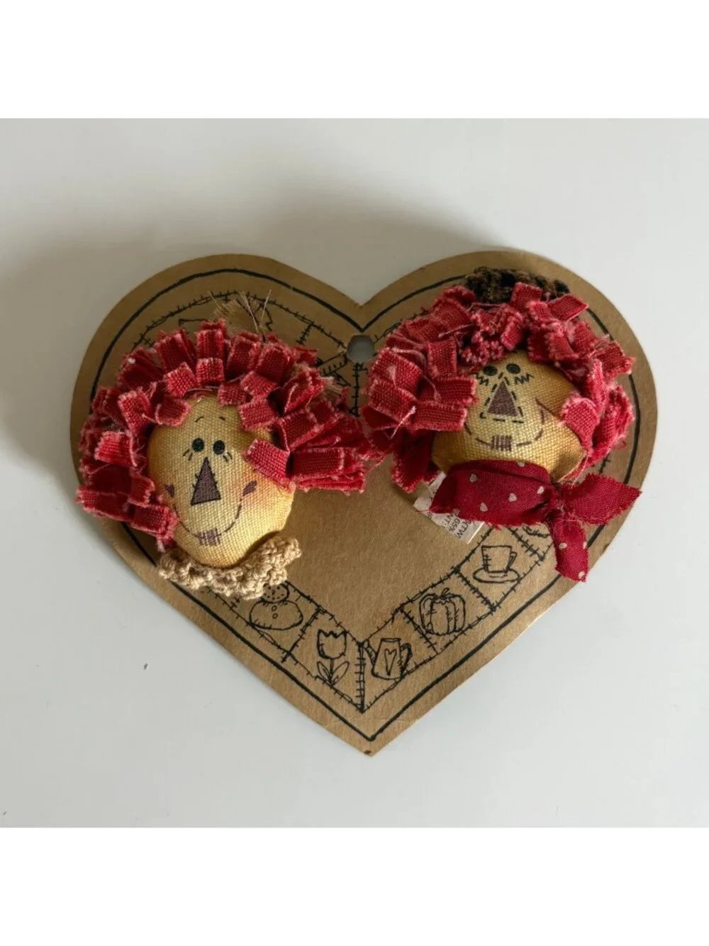 Raggedy Ann and Andy Scarecrow Lapel Pins By Hannas Handiwork 2.5
